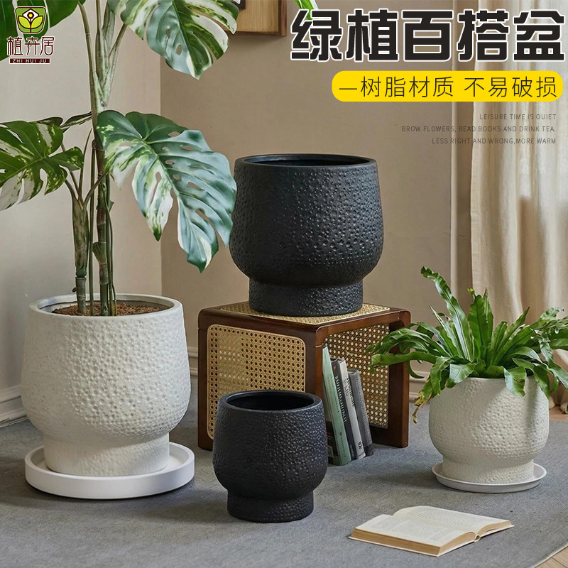 北欧风沙漏型高脚花盆图片