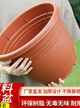 加厚花盆家用客厅大号多肉盆绿植塑料AV型圆反边红色花盆盆栽清仓