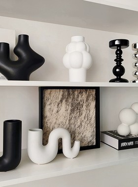 浴舍侘寂风高级感艺术异形装饰品摆件陶瓷创意酒书柜软装小摆设