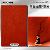 室内影楼写真 女装 商业拍摄背景布红色肌理油画服装 拍照高级感男装