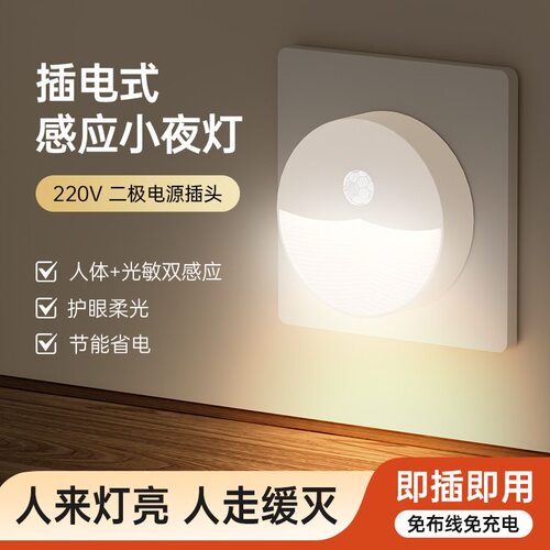 感应灯插电式人来即亮人走即灭智能自动LED小夜灯走廊过道夜光灯
