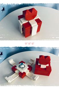 拼装积木戒指盒礼物盒心花怒放爱心告白求婚戒指盒生日情人节礼物