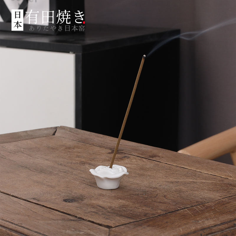日本製 有田烧小香插白瓷伊万里烧 日式香道玫瑰花茶台小摆件中古