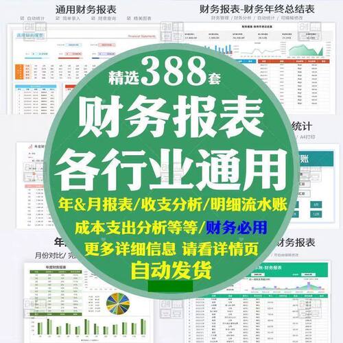 财务报表企业月季年度明细收支公司会计利润出纳记账excel模版格