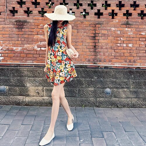 法式复古纯真丝复古油画印花短裙