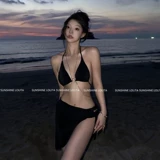 Черная цепь, купальник, комплект, брендовая сексуальная пляжная юбка, 3 предмета, популярно в интернете