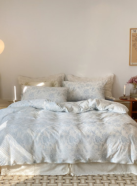 GIVERNY HOME法式小清新全棉针织被套四件套天竺棉床上用品