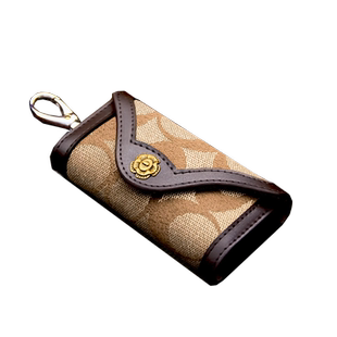 pilaoduo帆布钥匙包牛皮包边男女式钥匙扣男女款牛津布车钥匙包