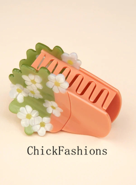 进口法国coucou suzette花朵抓夹边夹花盆丸子头刘海碎发