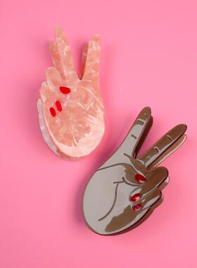 进口法国coucou suzette怪趣味可爱的手形发夹和平发夹抓夹