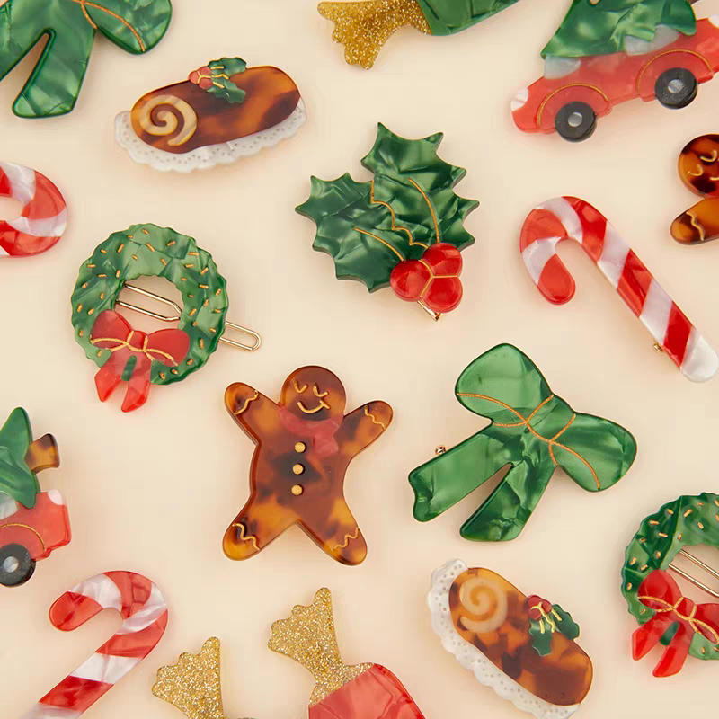 进口现货法国coucou suzette圣诞节冬青树枝边夹法式趣味时尚发夹