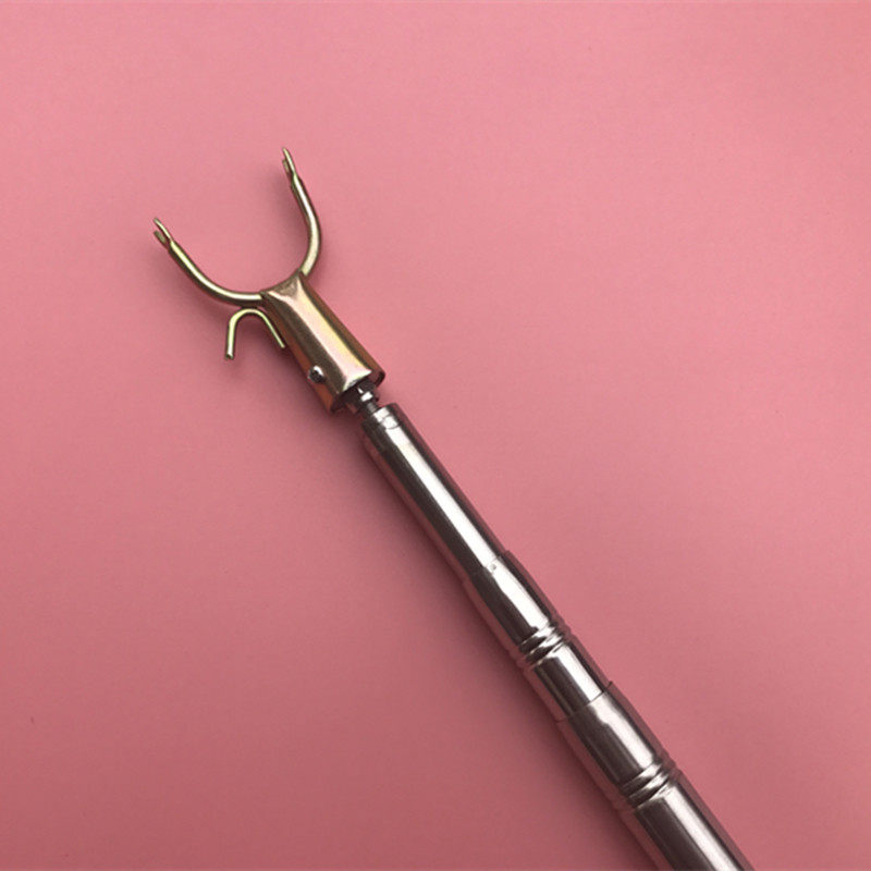 加厚不锈钢压花杆子带倒钩衣叉头 3m5m压花伸缩杆挑衣服竿 晾衣叉