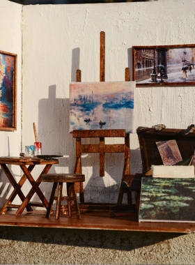 迷你画室娃屋创意玩具礼物模型BJD用家具DIY材料包OB11/6分/4分