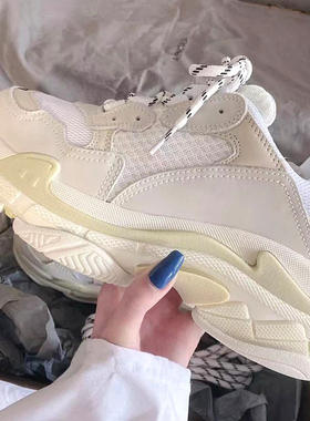 莆田白色巴黎老爹鞋男2025新款高级感厚底增高网红运动休闲潮鞋女