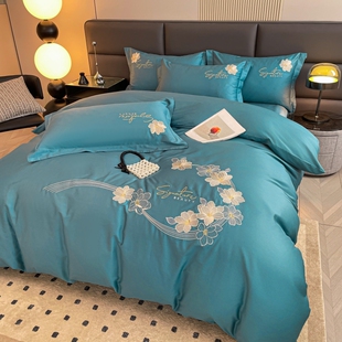 纯棉四件套结婚刺绣全棉床单被套新疆长绒棉绣花高端床品四季通用