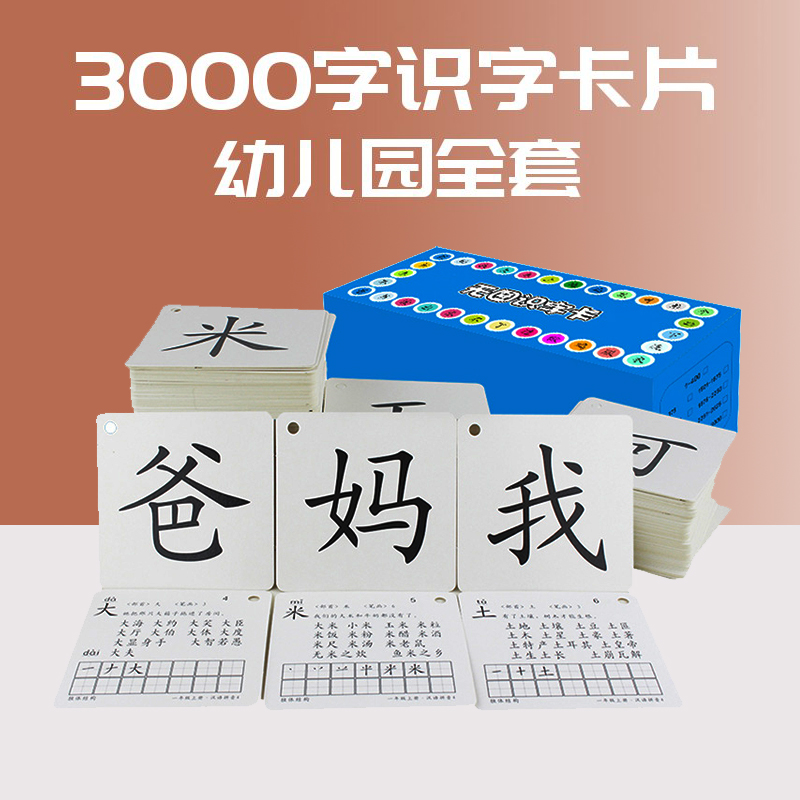 识字卡3000字认字早教学龄前儿童幼小衔接幼儿园小学识字卡片全套