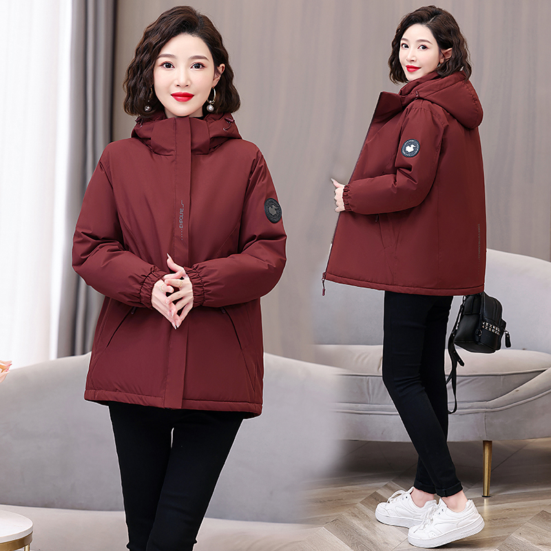 夹棉加厚冬季新款棉服女宽松派克服棉衣中老年棉袄防风冲锋衣外套