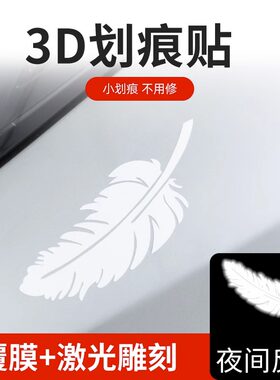 车贴遮挡划痕羽毛个性创意装饰