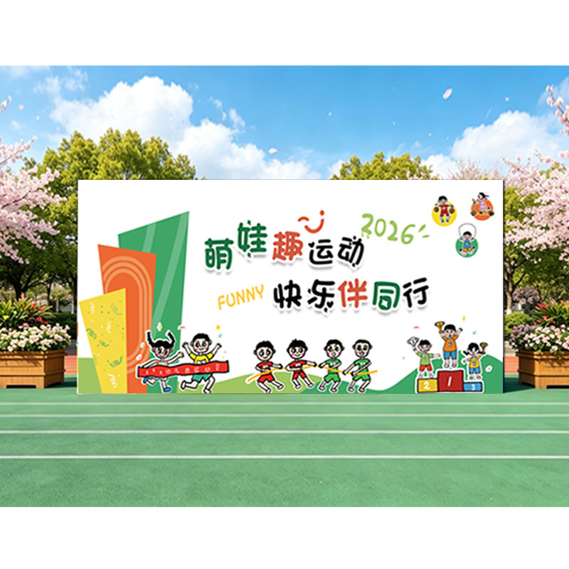 幼儿园学校运动会喷绘幕布置定制