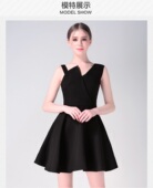 法式 性感V领黑色礼服女轻奢小众高端级气质晚宴年会A字蓬蓬连衣裙