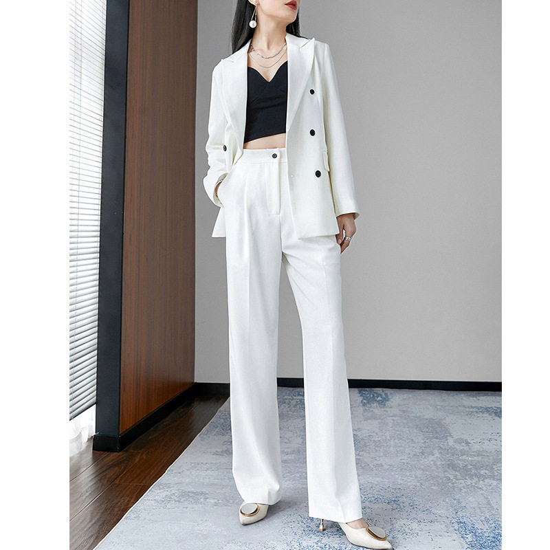 欧美秋冬复古休闲炸街chic西装气质名媛小众设计高级感长裤外套女