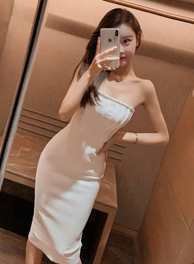 白色礼服女轻奢小众高端级气质名媛晚宴年会装欧美性感生日连衣裙