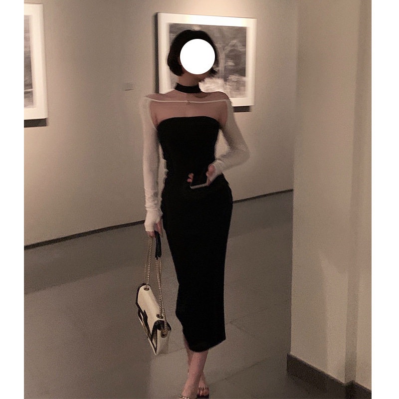 黑色礼服轻奢小众高端级性感抹胸气质晚宴年会收腰显瘦开叉连衣裙