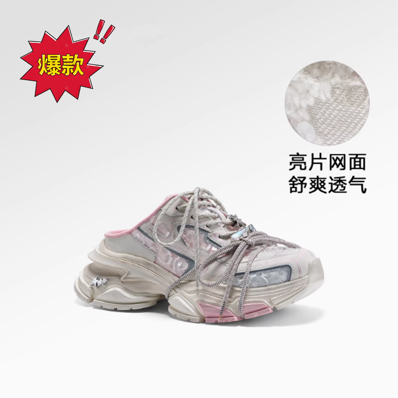 【林允同款】未来电音Ggcc厚底包头老爹拖鞋女夏季新款休闲半拖鞋