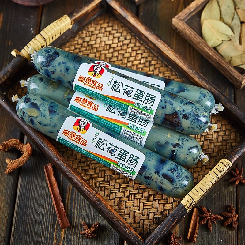 东北顺意松花蛋肠凉拌肠皮蛋肠熟食早餐香肠儿童清真零食小吃250g