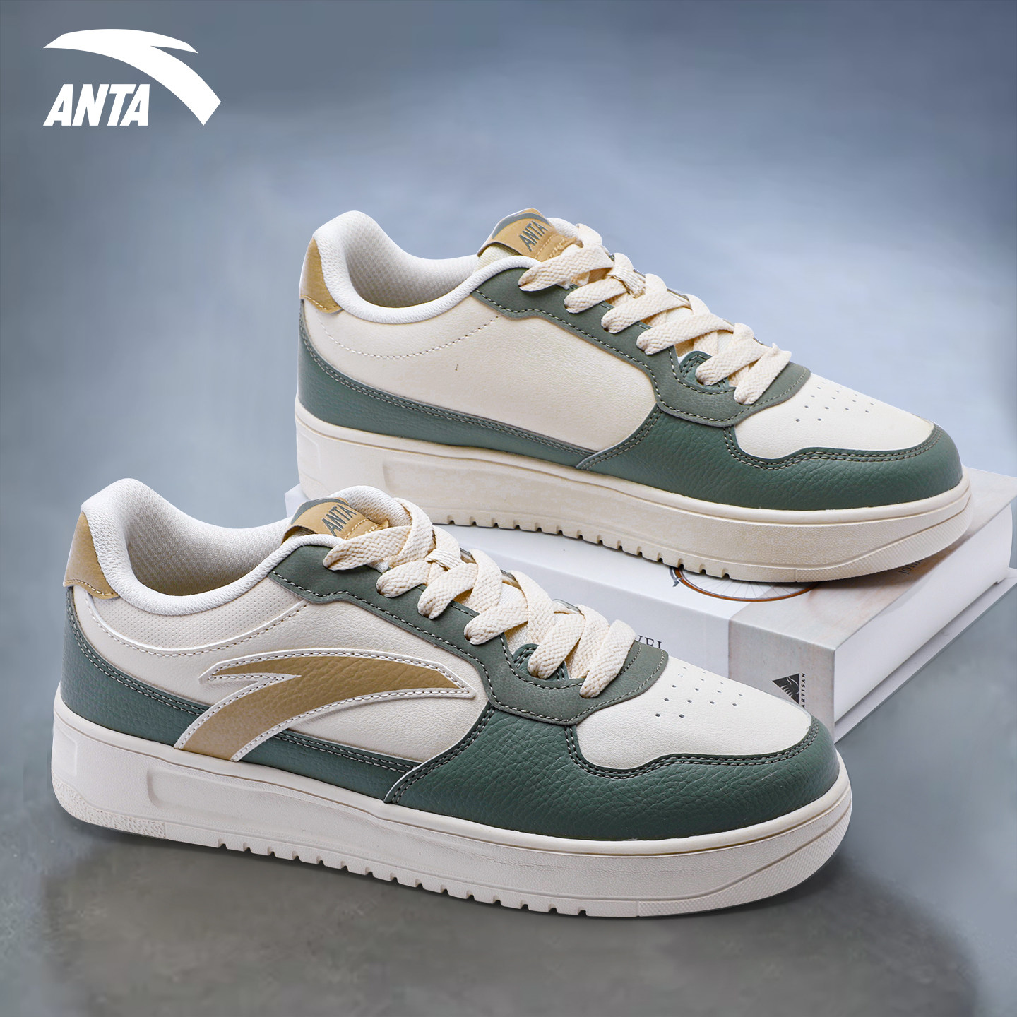 安踏板鞋男鞋轻松小白鞋冬季2026新款学生百搭厚底休闲男士运动鞋