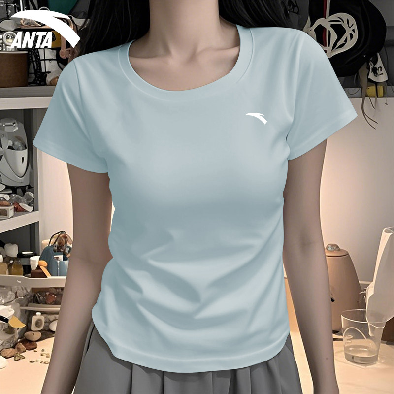安踏短袖t恤女款速干透气百搭半袖夏季2026新款时尚修身显瘦上衣
