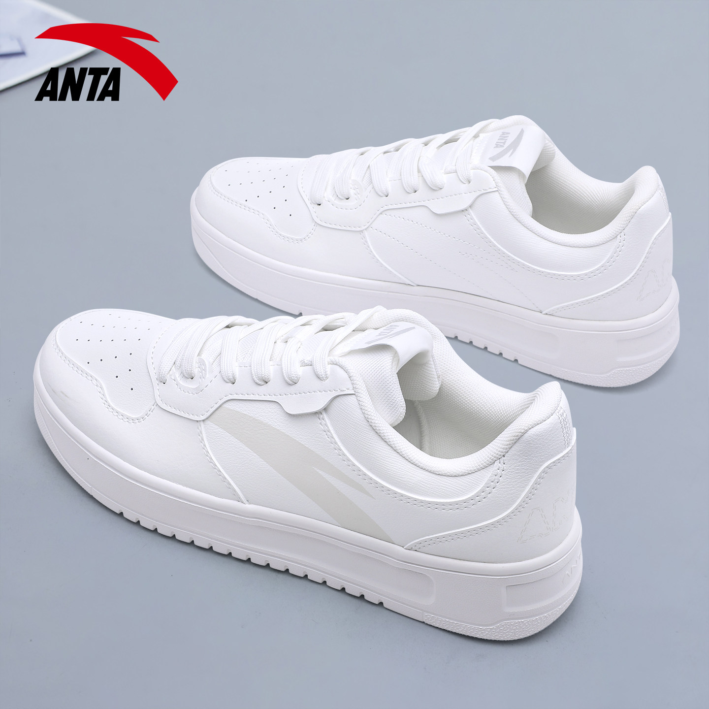 安踏轻松板鞋男鞋百搭小白鞋冬季2025新款厚底透气休闲运动鞋男款