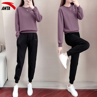 安踏运动套装女款时尚休闲百搭长袖冬季2026新款圆领宽松卫衣长裤