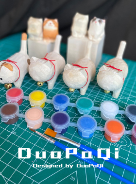 纯手工卡通木雕手作diy上色