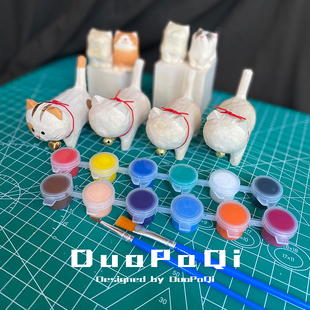 多帕奇 木雕diy上色材料包纯手工椴木手作动物模型半成品猫咪小鸟