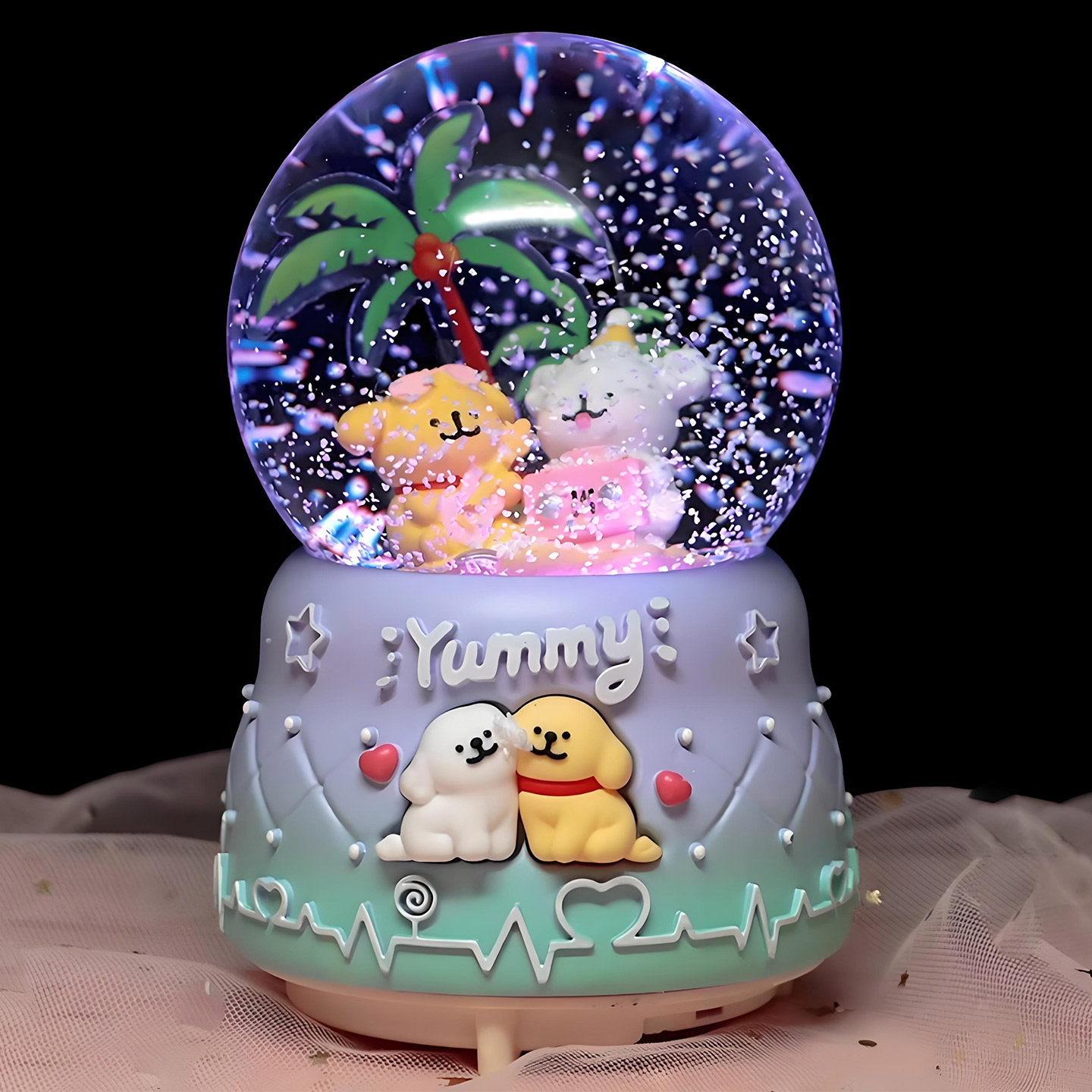 网红线条小狗水晶球音乐盒八音盒