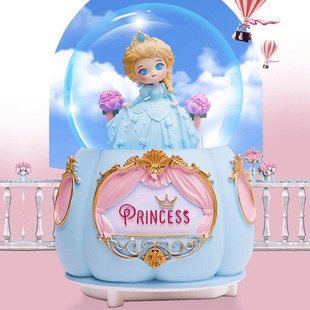 爱莎公主城堡水晶球女孩音乐盒可旋转发光八音盒儿童节61生日礼物