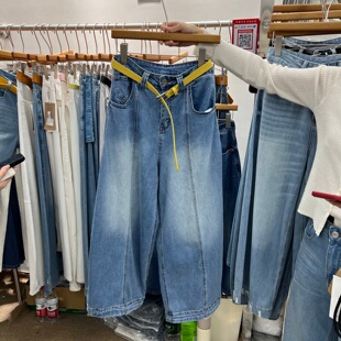 气球裤 OKK2026春夏新款 复古时尚 小个子长裤 女58001 牛仔裤