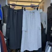 WEARELAB2025秋冬宽松百搭复古双口袋中长款 开叉工装 风半身裙2100