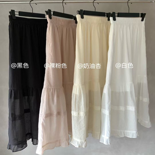 FINOA2025夏季新款高腰松紧腰荷叶边仙女裙中长款蛋糕半身裙12371