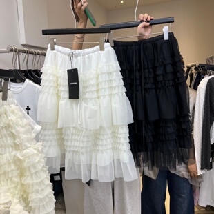 13C2026早春新款东大门甜酷风中长款层层蛋糕裙网纱半身裙女58223