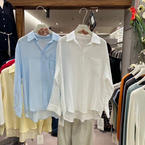 THEMIND2026春季新款通勤简约气质宽松百搭纯色翻领苎麻衬衫女