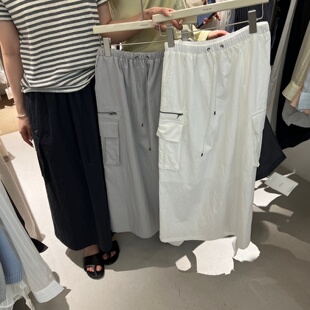 半身裙女 ABOWALAB23670简约抽绳工装