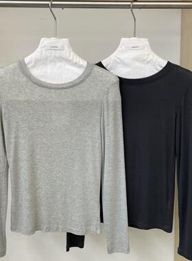 JASMINE2025春季新款气质纯色显瘦百搭天丝羊毛T恤长袖上衣女2321