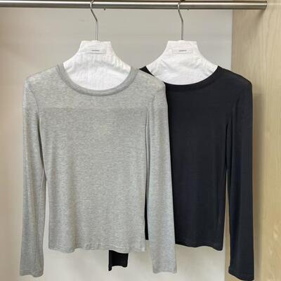 JASMINE2025春季新款气质纯色显瘦百搭天丝羊毛T恤长袖上衣女2321