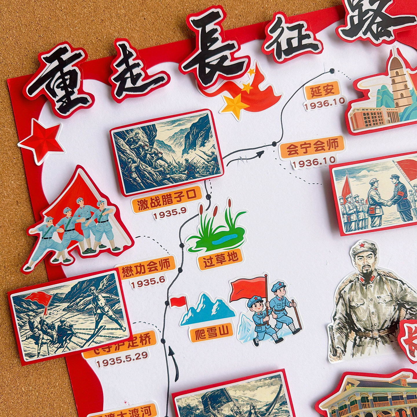 长征精神历史主题贴纸