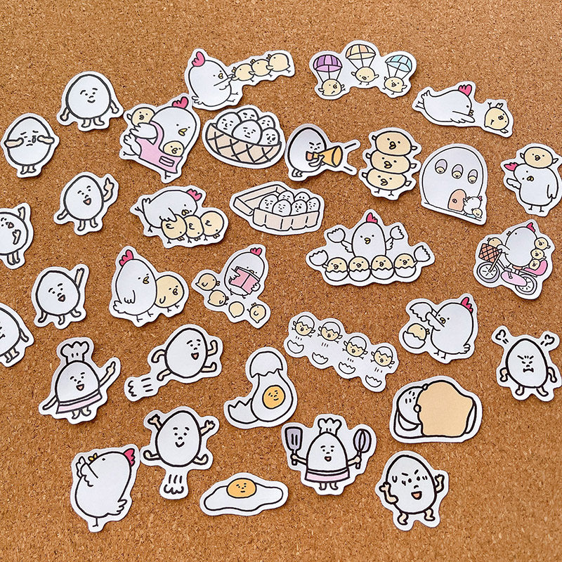 搞笑鸡蛋小鸡仔表情包手帐贴纸日记本儿童成长相册装饰防水小贴画