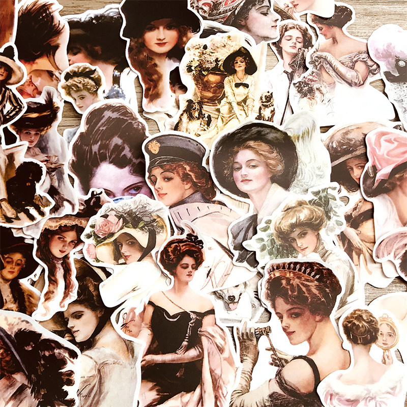 手帐贴纸欧美人物贵族女孩DIY