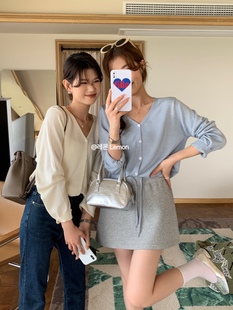 羊毛空调衫 The v领长袖 女早秋2023新款 外搭上衣 lemon软糯针织开衫