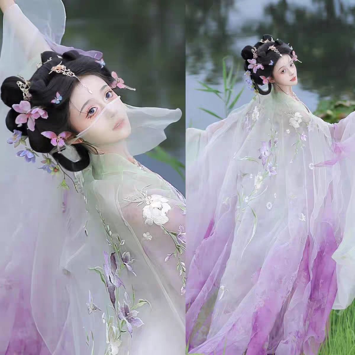海棠依旧【玉簪】唐制飘片拖尾大袖诃子裙汉元素日常超仙春夏套装图片